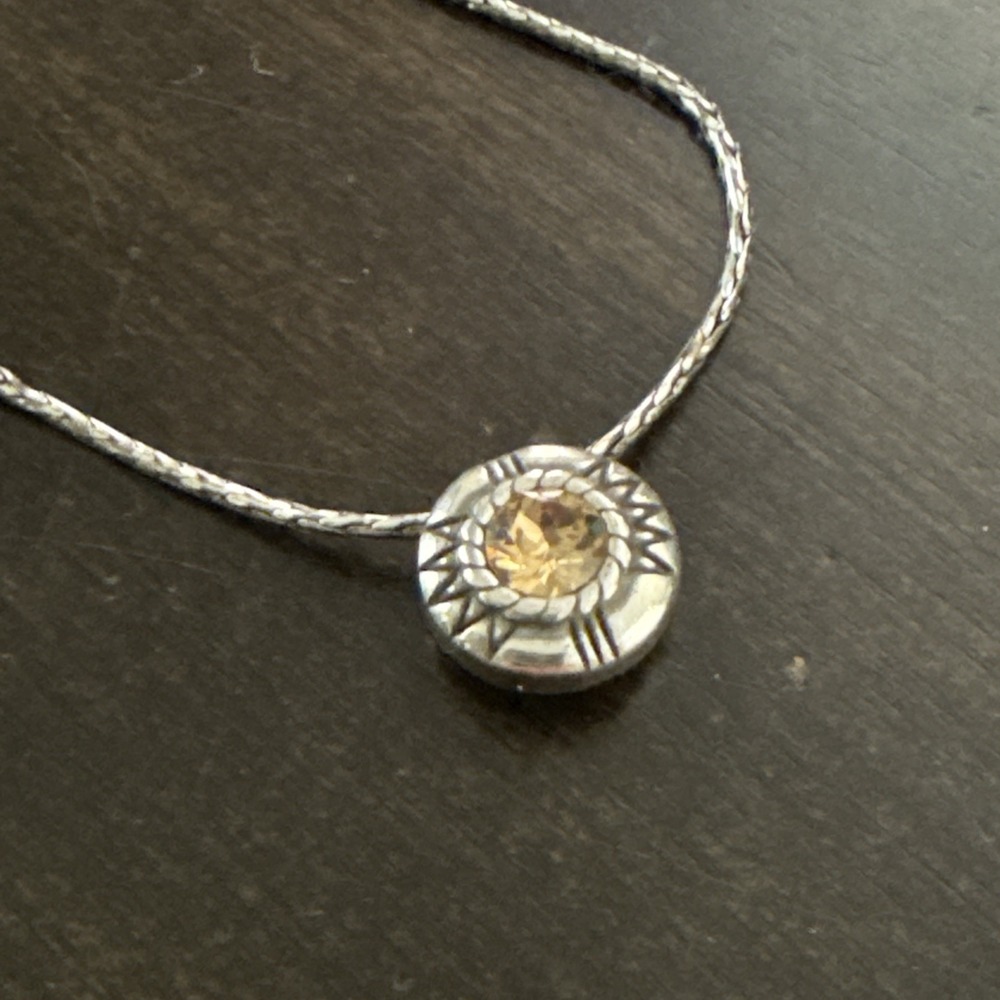 Brighton Fortino Pendant Crystal Stone Reversible Clear Amber 16.5"-18" JN4512